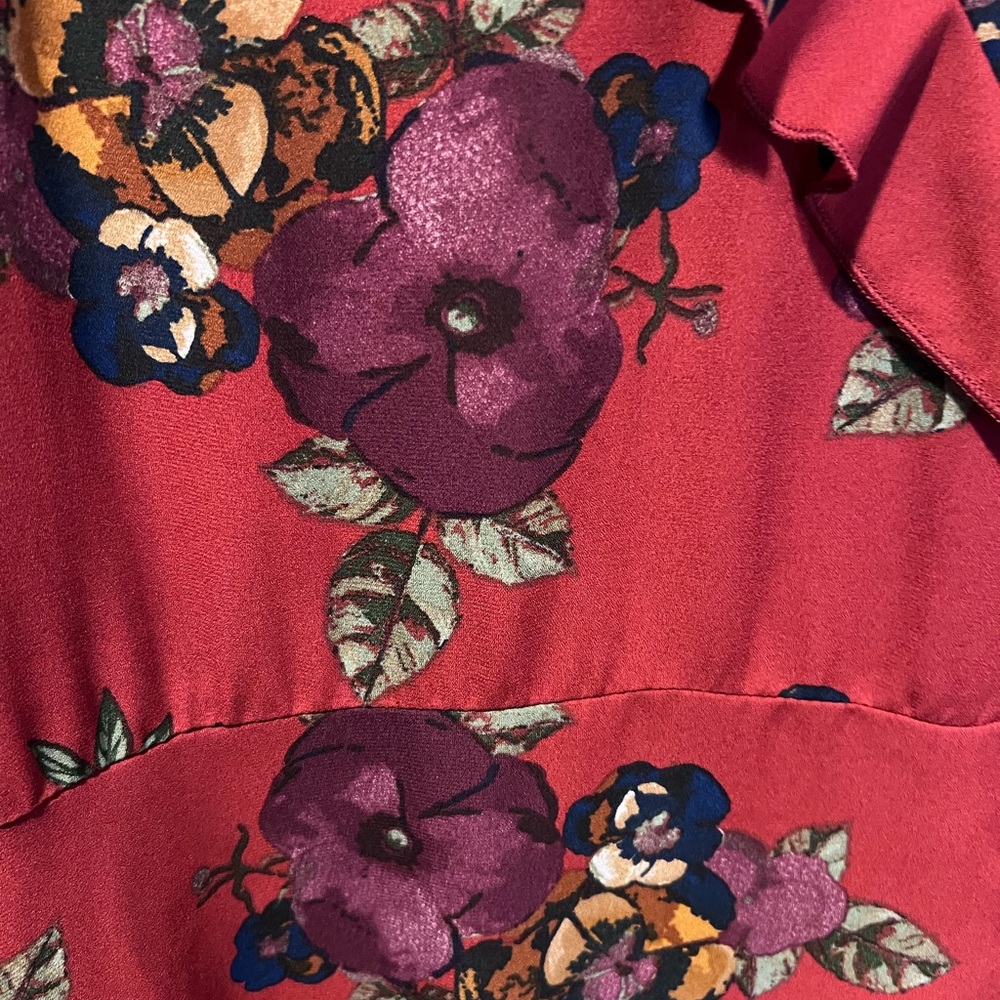 Floral Ruffle Red Dress - Picture 2 of 5